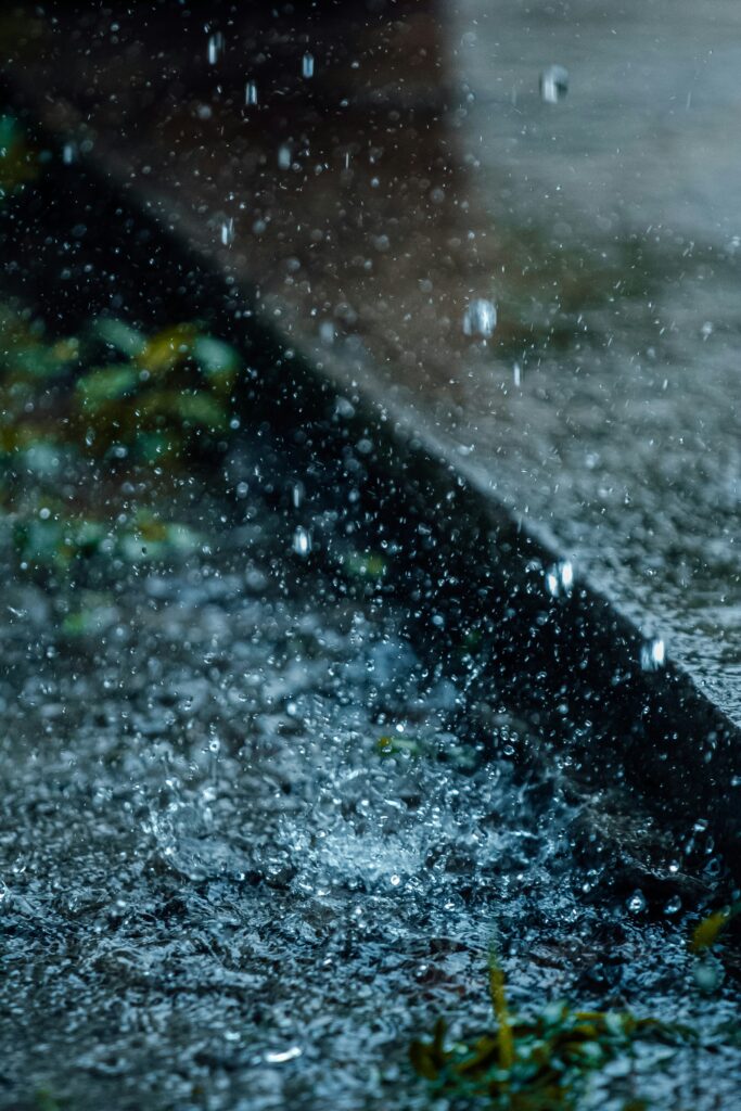 Rain falling outside